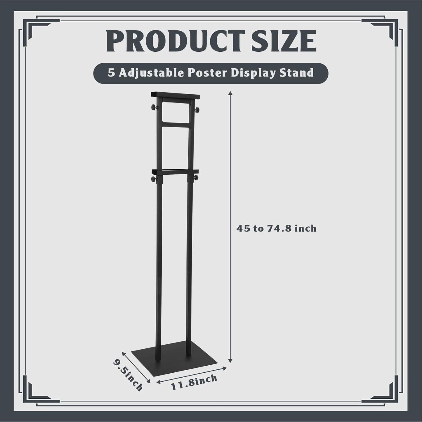 Honoson 5 Pcs Poster Stand for Display Heavy Duty Sign Holder 74.8 Inches Adjustable Poster Board Double Side Banner Stand with Base for Indoor Outdoor Board Foam Display