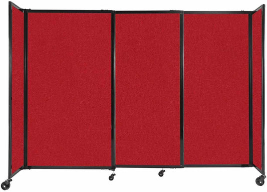 Versare Straightwall Sliding Portable Wall Partition | Freestanding Office Dividers | Locking Wheels | Temporary Room Separator | 7'2'' Wide x 5' Tall Red Fabric Panels