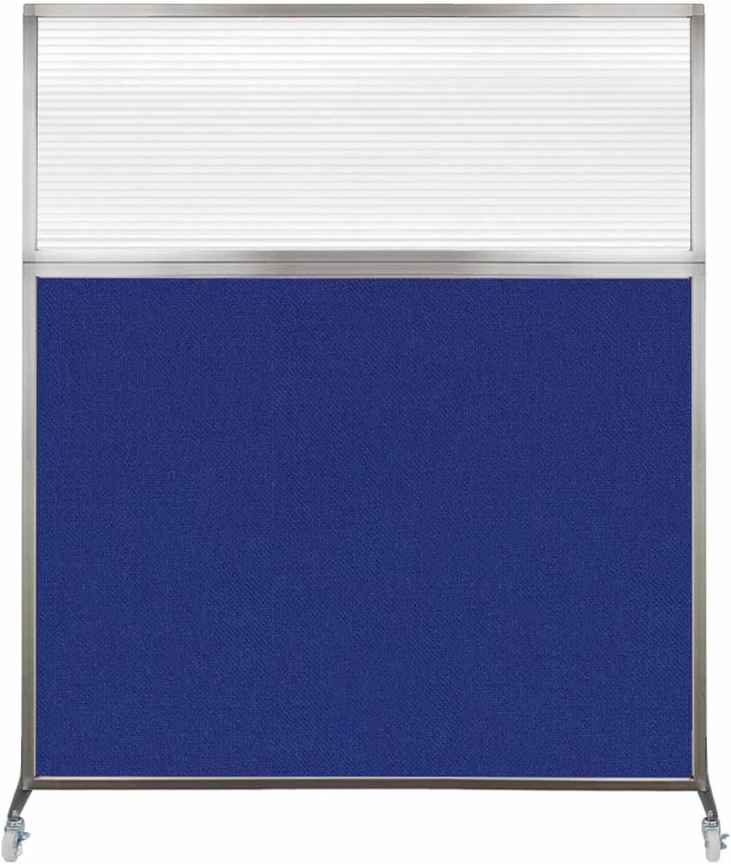 Versare Hush Screen Portable Room Divider with Wheels | Workstation Wall Divider | Freestanding Privacy Hush Panels | Clear Fluted Windows | Fabric Office Divider Screen | Great for Room Separation