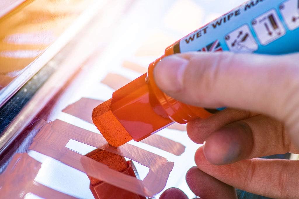 Window Markers for Glass Washable Car Window Paint Pen- Dry Erase Liquid Chalk Marker Car Decorations on All Surfaces, Tire, Windshield - Auto Marker, Autowriter, Rain Resistant (Orange, Jumbo Tip)