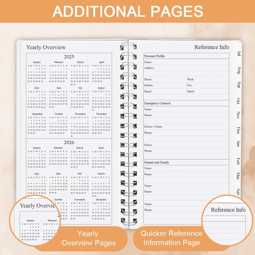 Pocket Planner 2025-2026, A6 Weekly Planner with Monthly Tabs, Run Jul 2025-Jun 2026, Elastic Closure, Twin-Wire Binding, Easy to Organize Your Daily Life, 3.75 x 6.75 In, 2025-2026 Pocket Planners