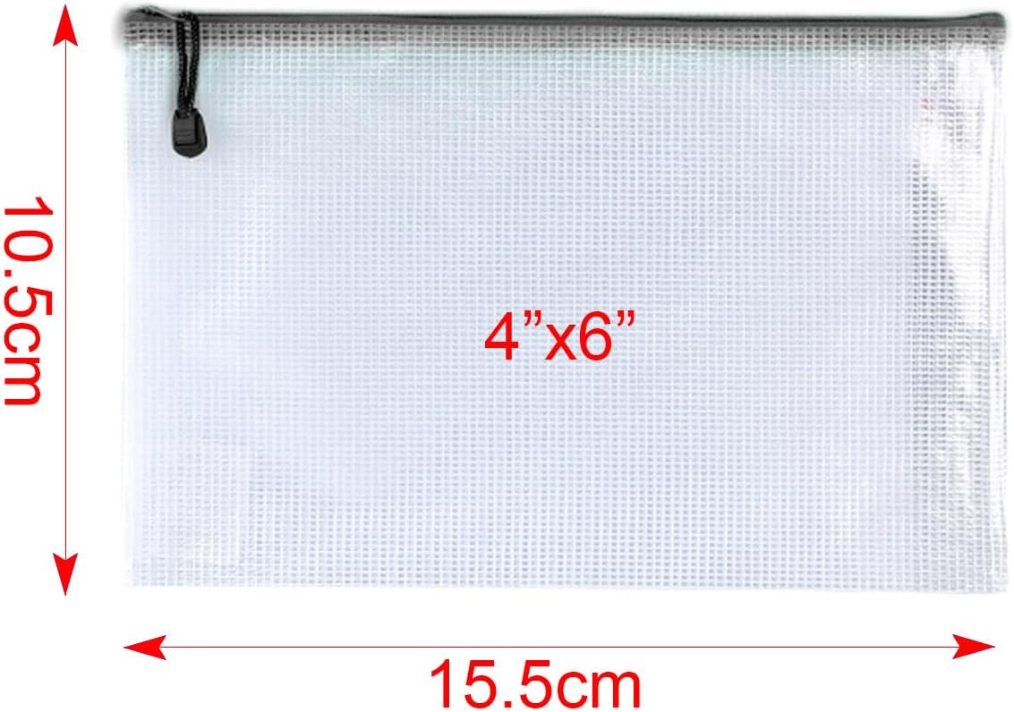 Mesh Zipper Pouch Bags, Zipper Bags for Organizing Storage, Waterproof Zipper Pouches, Letter Size, File Bags for School, Toys, Puzzle, Board Games and Office Supplies (Color, 4"x 6")
