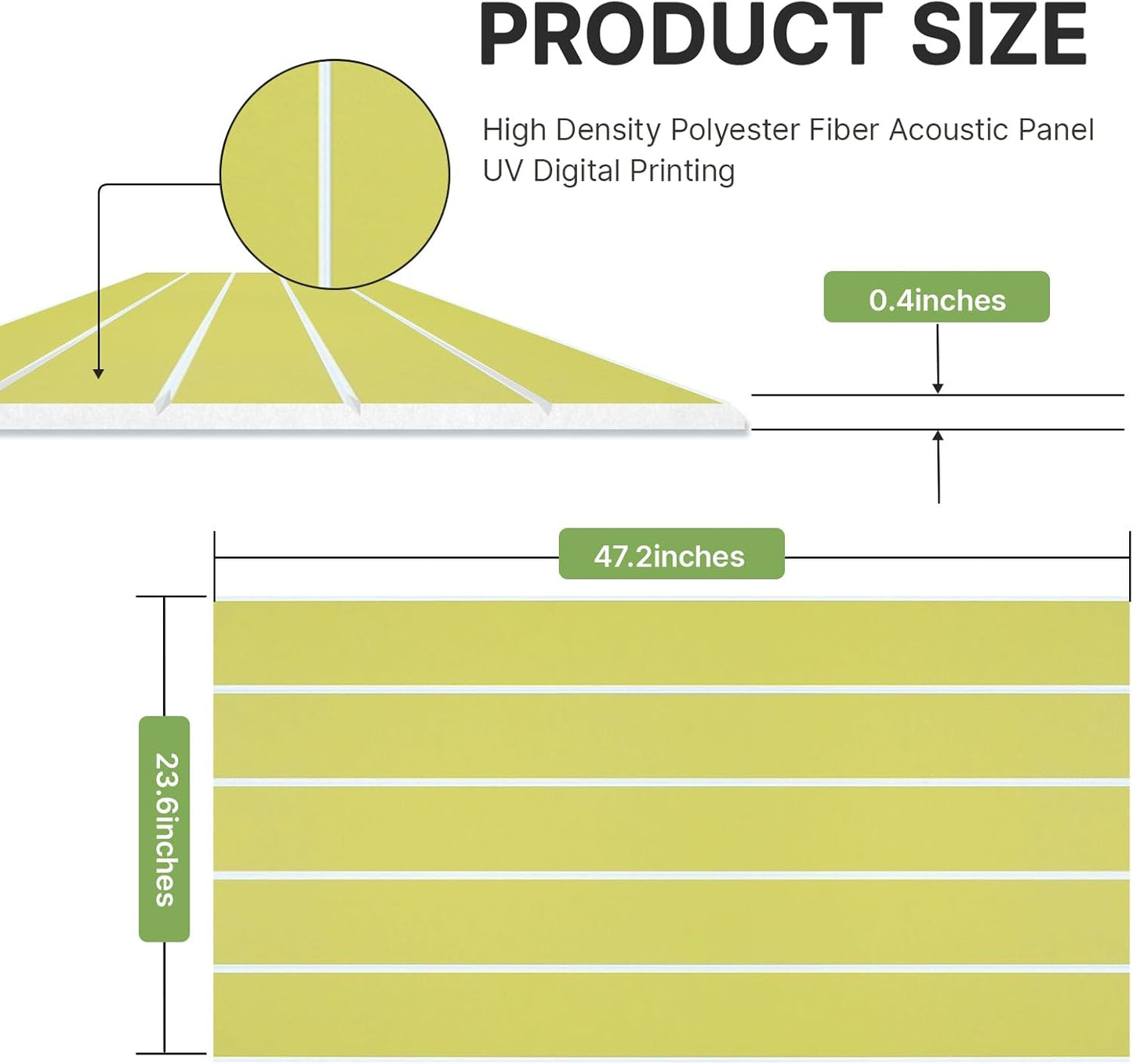 Acoustic 4 Pack Soundproofing UV Print Panels, 47.2” x 23.6” x 0.4” Adhesive Noise Dampening Wall Panels for Home Studio, Office, Gaming Room, and Theater(Yellow)
