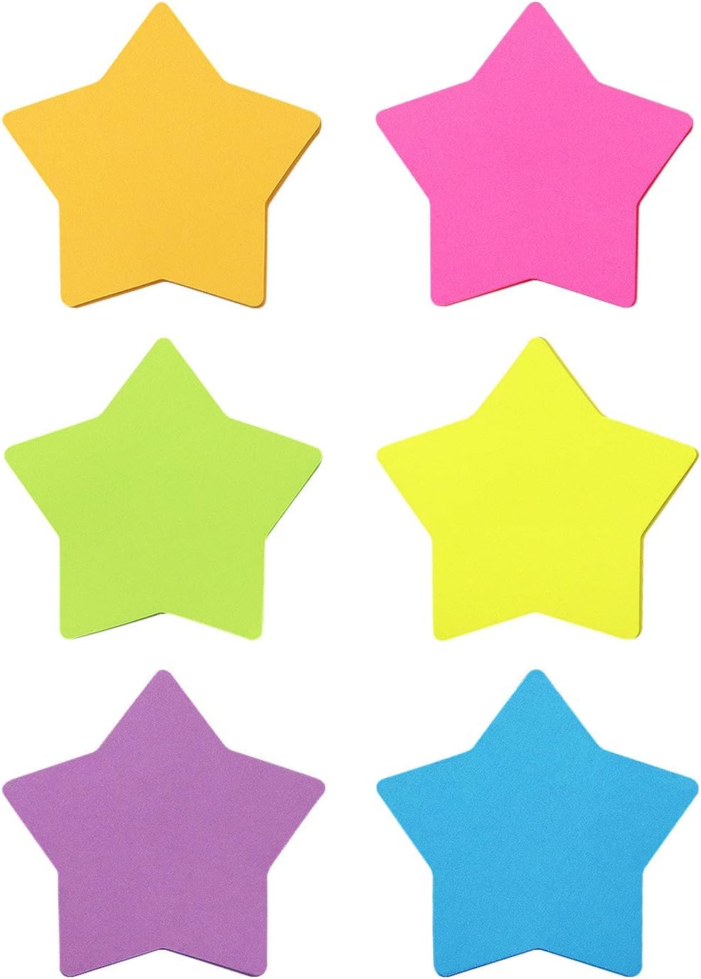 SIMONA Star Shape Sticky Notes 6 Color Bright Colorful Sticky Pad 75 Sheets/Pad Self-Sticky Note Pads (6 Pads)