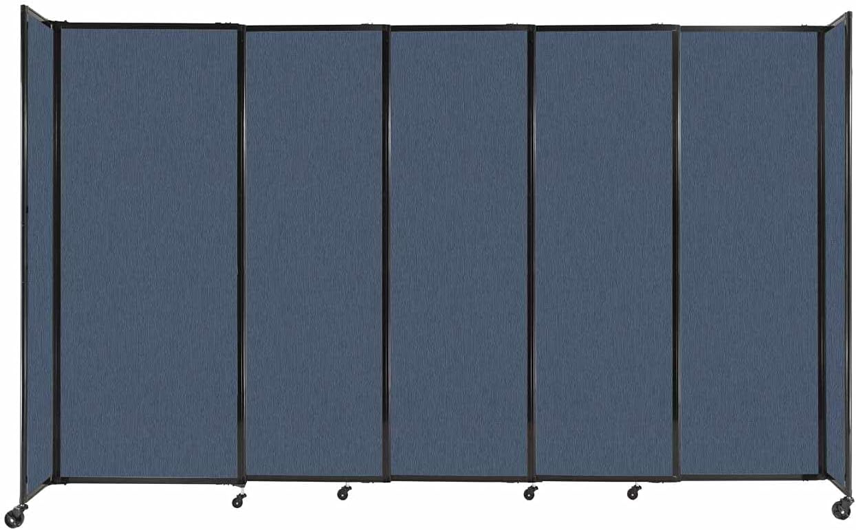 Versare Straightwall Sliding Portable Wall Partition | Freestanding Office Dividers | Locking Wheels | Temporary Room Separator | 11'3'' Wide x 6'10'' Tall Ocean Fabric Panels