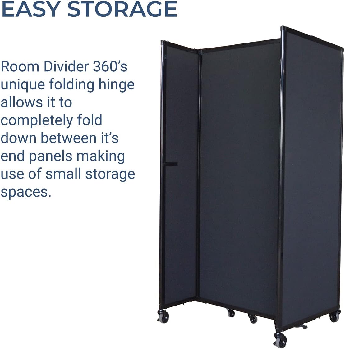 Versare Straightwall Sliding Portable Wall Partition | Freestanding Office Dividers | Locking Wheels | Temporary Room Separator | 11'3'' Wide x 4' Tall Ocean Fabric Panels