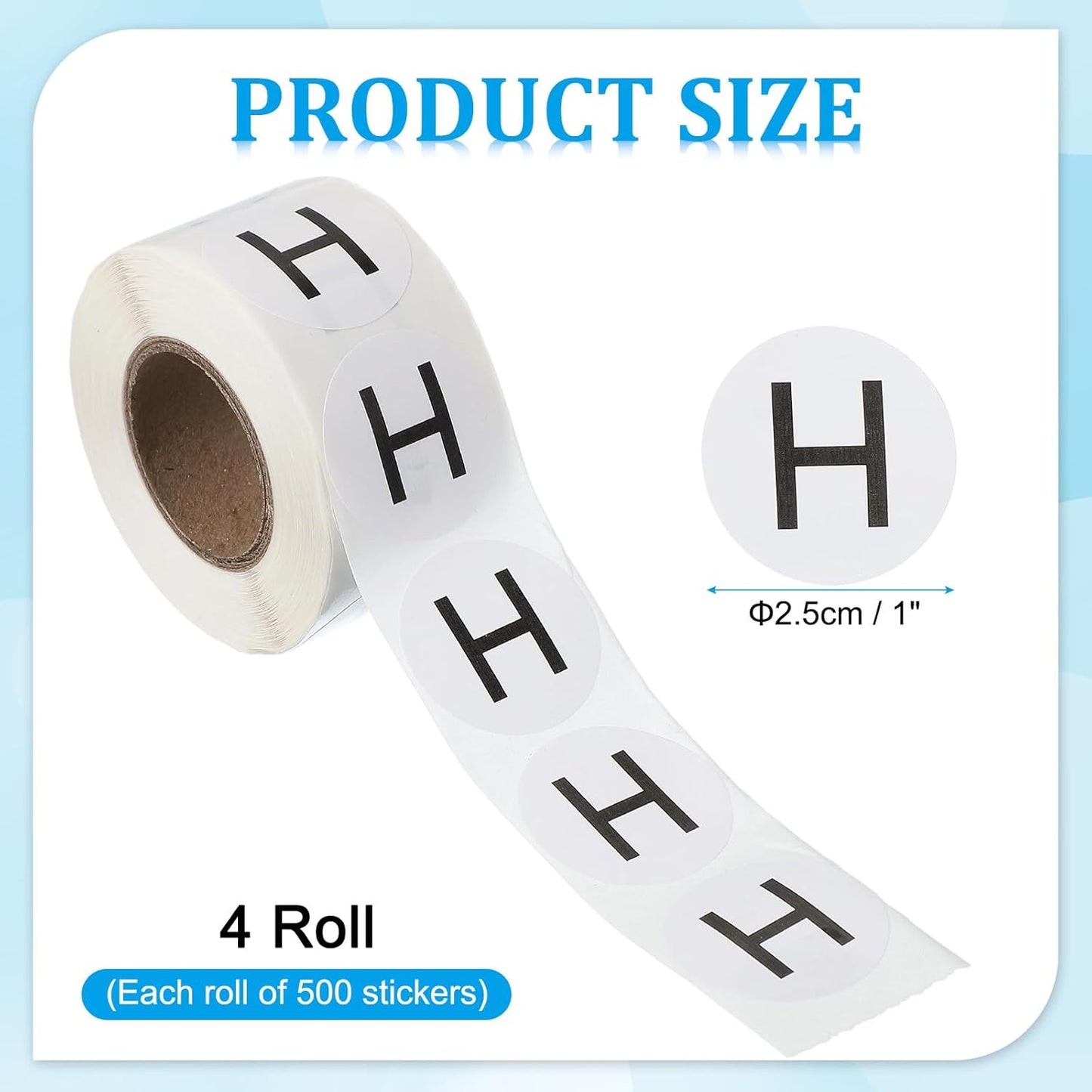 PATIKIL 1" Letter H Stickers, 4 Rolls Self-Adhesive Alphabet Round Circle Dots Labels for Organization Storage Inventory Boxes Scrapbook Craft 2000 Pcs Total