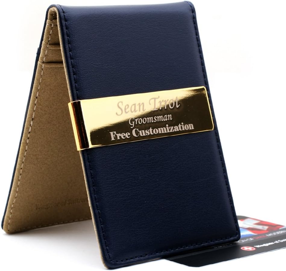 Free engraving - 24K Gold, Mens Leather Money Clips, Roller Ballpen, Ballpoint pen, Ball pen, Groomsmen Gift,Three Lines Each 20 Characters, Free Customization (NAVI)