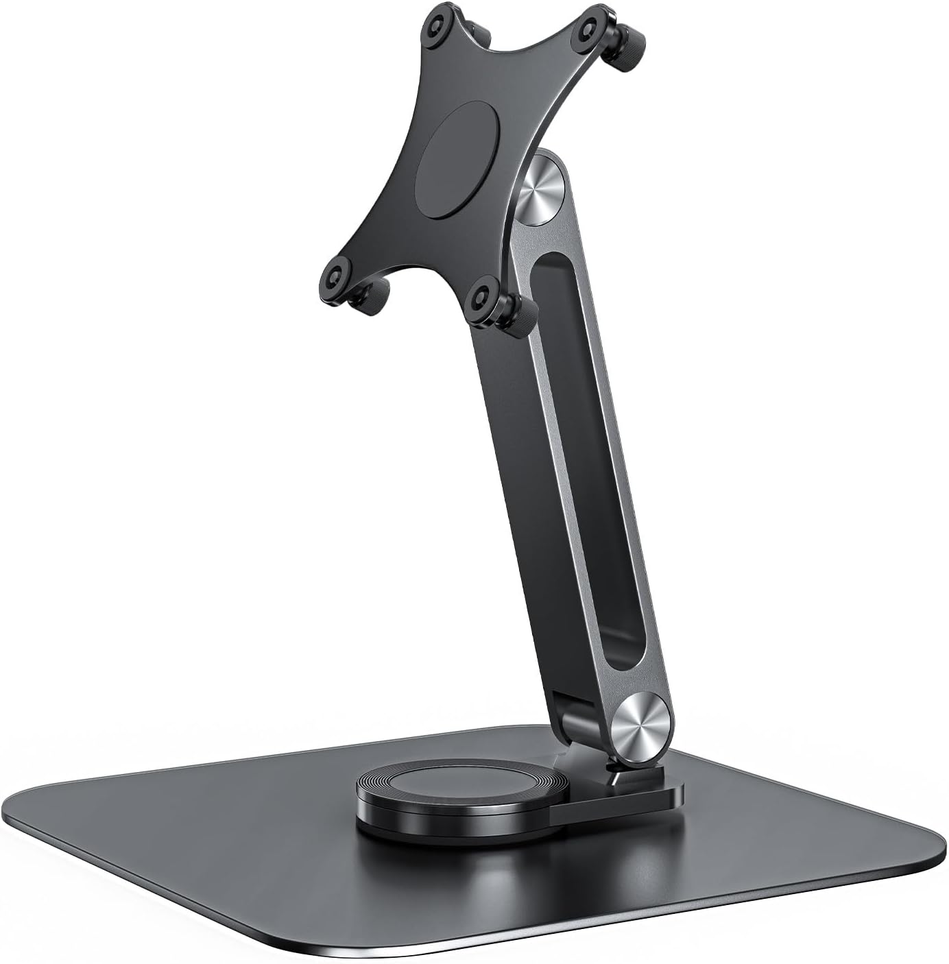 13-17.3" Monitor Stand with 360° Swivel Base, 75mm VESA Single-Arm Mount w/ M4 Screws for Portable Monitor, Adjustable Angle & Tilt & Rotation - Touchscreen Desktop Display Stand (Black)