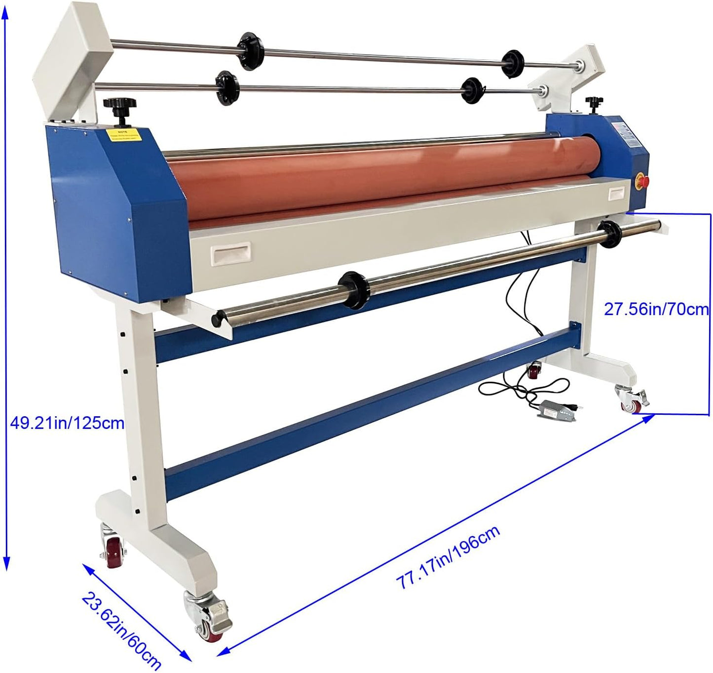 63" Professional Cold Laminating Machine with Self-Removing Film Function Dual Mode Electric/Manual Operation 110V Wide Format Laminator for Posters, Banners, Decals