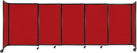 Versare Straightwall Sliding Portable Wall Partition | Freestanding Office Dividers | Locking Wheels | Temporary Room Separator | 11'3'' Wide x 4' Tall Red Fabric Panels