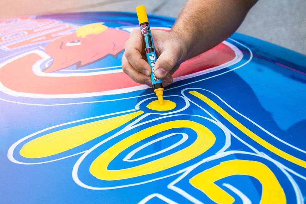 Window Markers for Glass Washable Car Window Paint Pen- Dry Erase Liquid Chalk Marker Car Decorations on All Surfaces, Tire, Windshield - Auto Marker, Autowriter, Rain Resistant (Yellow, Jumbo Tip)