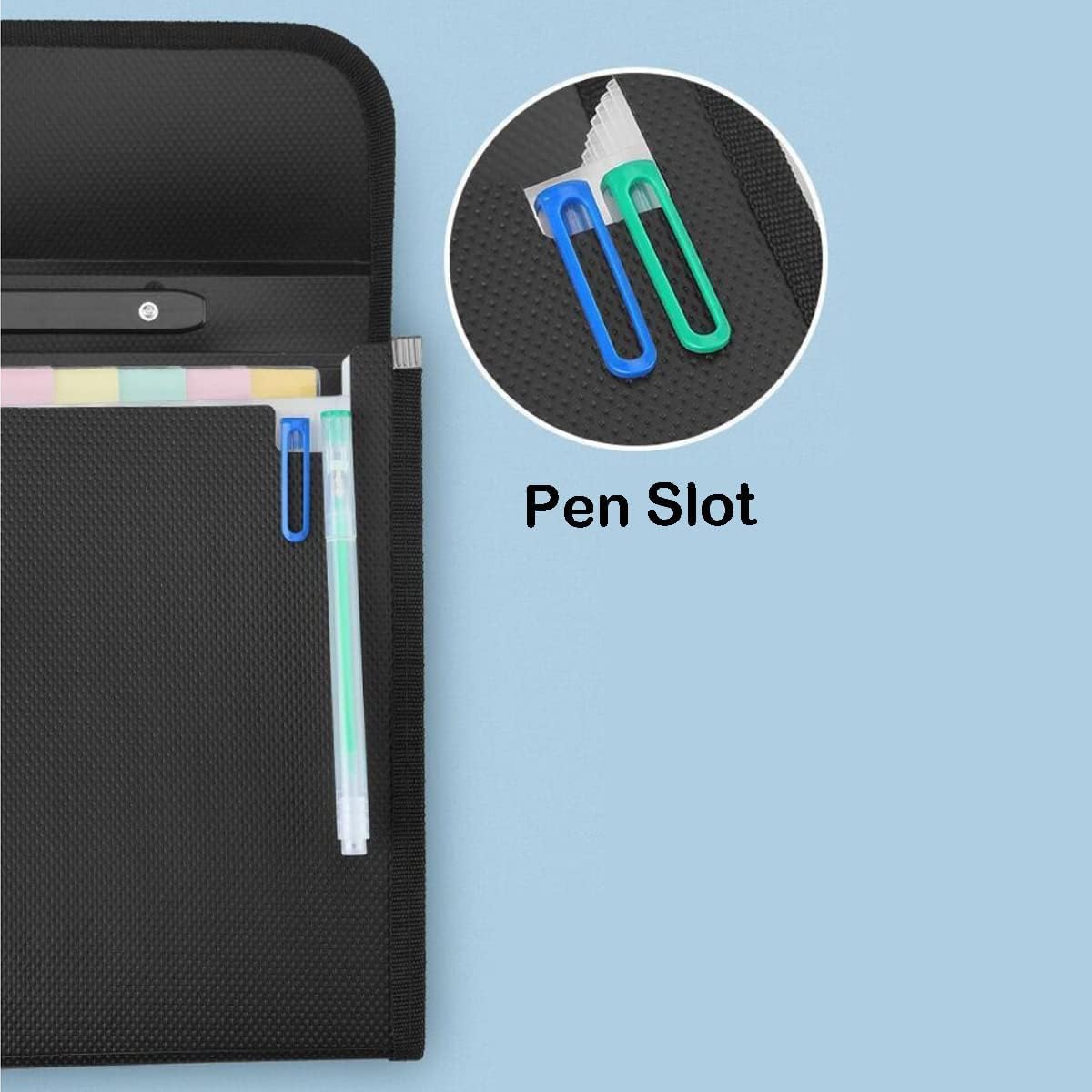 Extra Large Legal Size/Foolscap 12 Pockets Accordion File Organizer with Handle, TRANBO Portable Expanding File Folder, Expandable Plastic Document Organizer for Travel School Office - Black