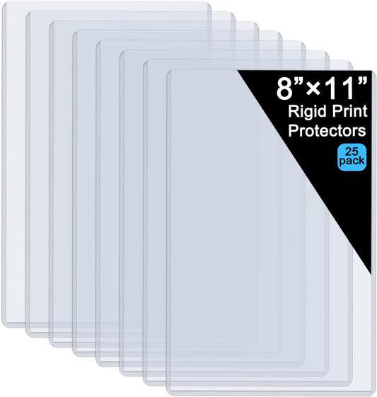 25 Pack 8.5" x 11" Hard Sheet Protectors, Rigid Print Protectors, Clear Waterproof Protectors, Paper Sleeves Photo Plastic Sleeves Hard Plastic Document Holder, Birth Certificate