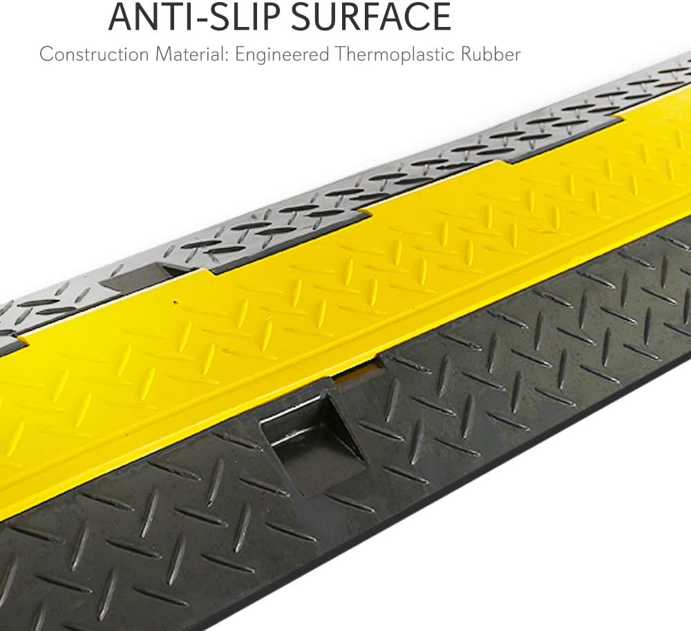 Pyle Durable Cable Protective Ramp Cover - Supports 33000lbs Three Channel Heavy Duty Cord Protection w/ Flip-Open Top Cover, 35.4” x 13.6” x 1.96” Cable Concealer for Indoor Outdoor Use PCBLCO105