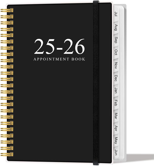 2025-2026 Appointment Book & Planner - Hourly Planner from July 2025 - June 2026, Weekly Appointment Book 2025-2026 with 30-Minute Interval, 6.4" x 8.5", Black