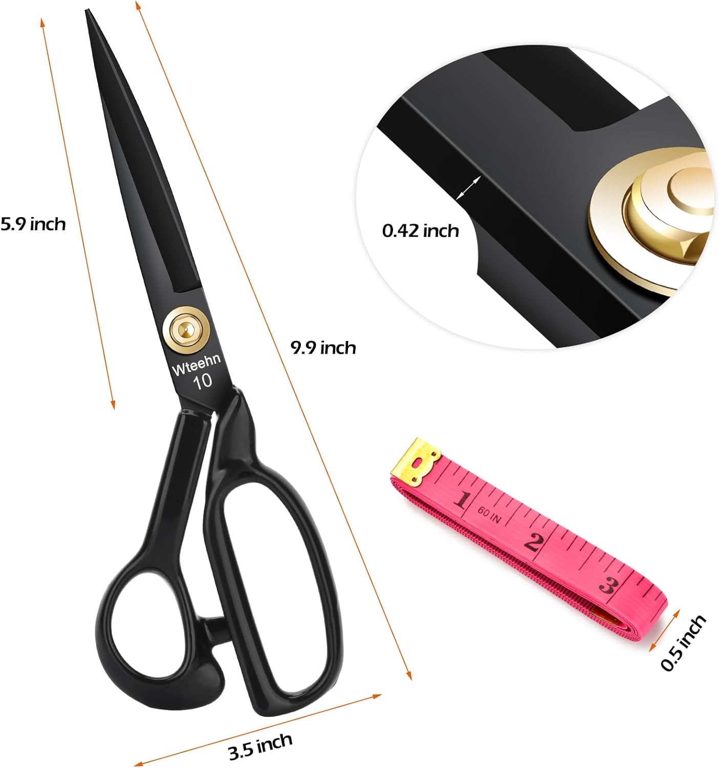 Fabric Scissors Professional, 10" Heavy Duty Sewing Scissor for Fabric Cutting, Tailor Sharp Sewing Shears for Cutting Leather craft Home Office Students Artists Dressmakers