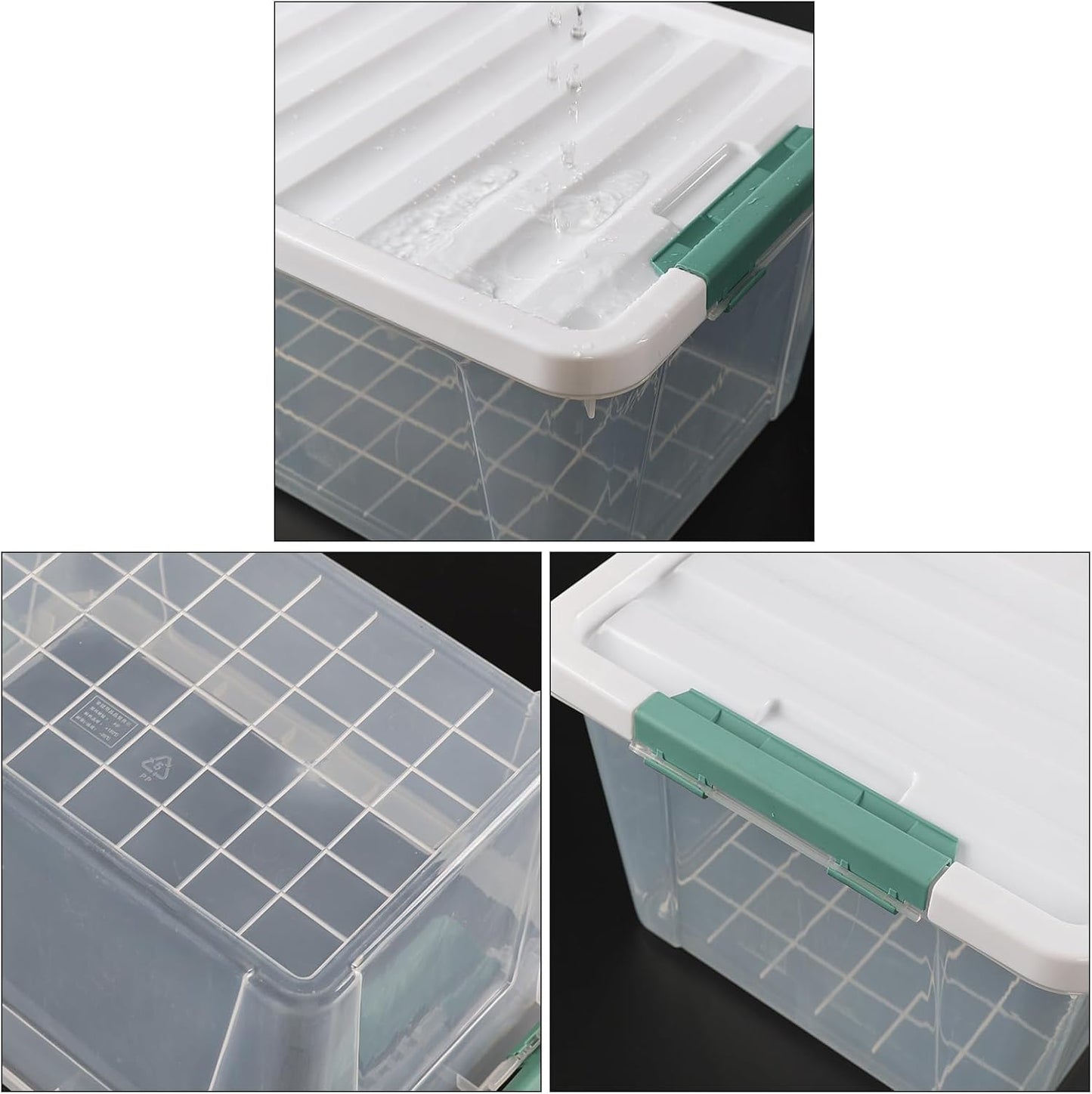Pekky 6 Packs Clear Large Storage Containers Bins with Lid, Multipurpose 35 Quart Plastic Latch Box Tote
