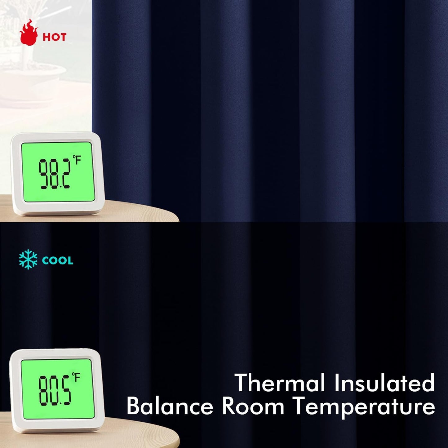 MIULEE Navy Blue Blackout Curtains for Bedroom Living Room 96 Inches Long 2 panels, Thermal Insulated Room Darkening Drapes Solid Grommet Top Noise Reducing Light Blocking Window Treatments 40x96 Inch