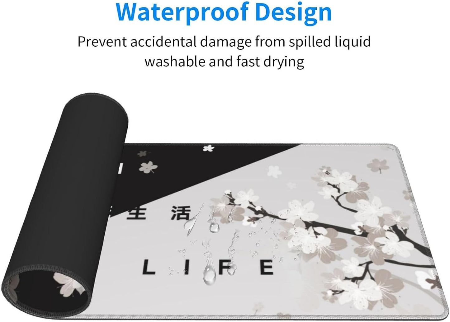 Extended Gaming Mouse Pad, Large Gaming Mouse Waterproof with Stitched Edges, Non-Slip Desktop Pad for Home and Office, Level Up Your 31.5x11.8 Inch… (Black and White Life)