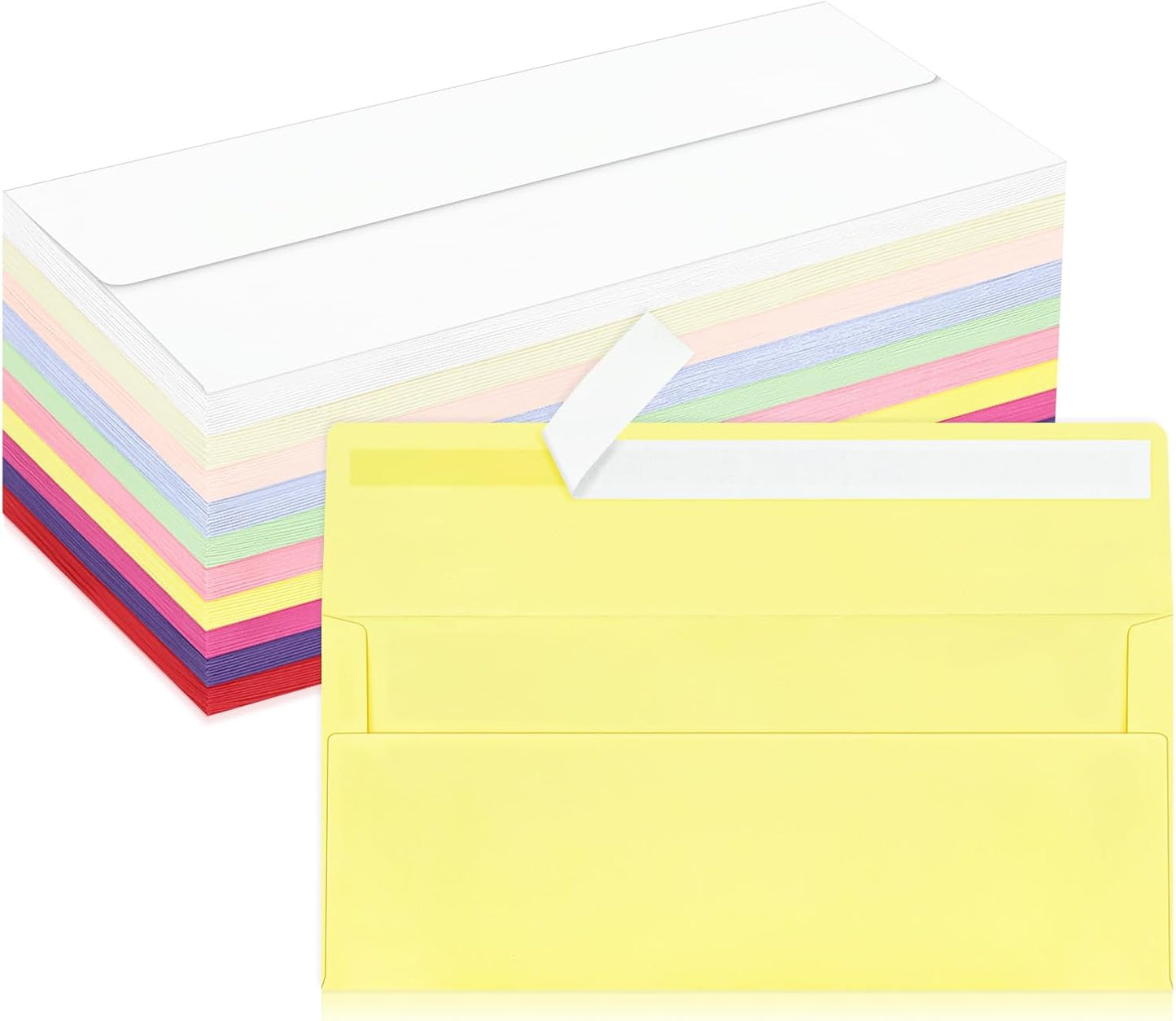 200 Pack Colorful #10 Business Envelopes, Standard Envelopes Self Seal, Letter Size Business Mailing Envelopes for Checks Letters Invoices Birthday Graduation Wedding, 4 1/8 x 9 1/2 Inch