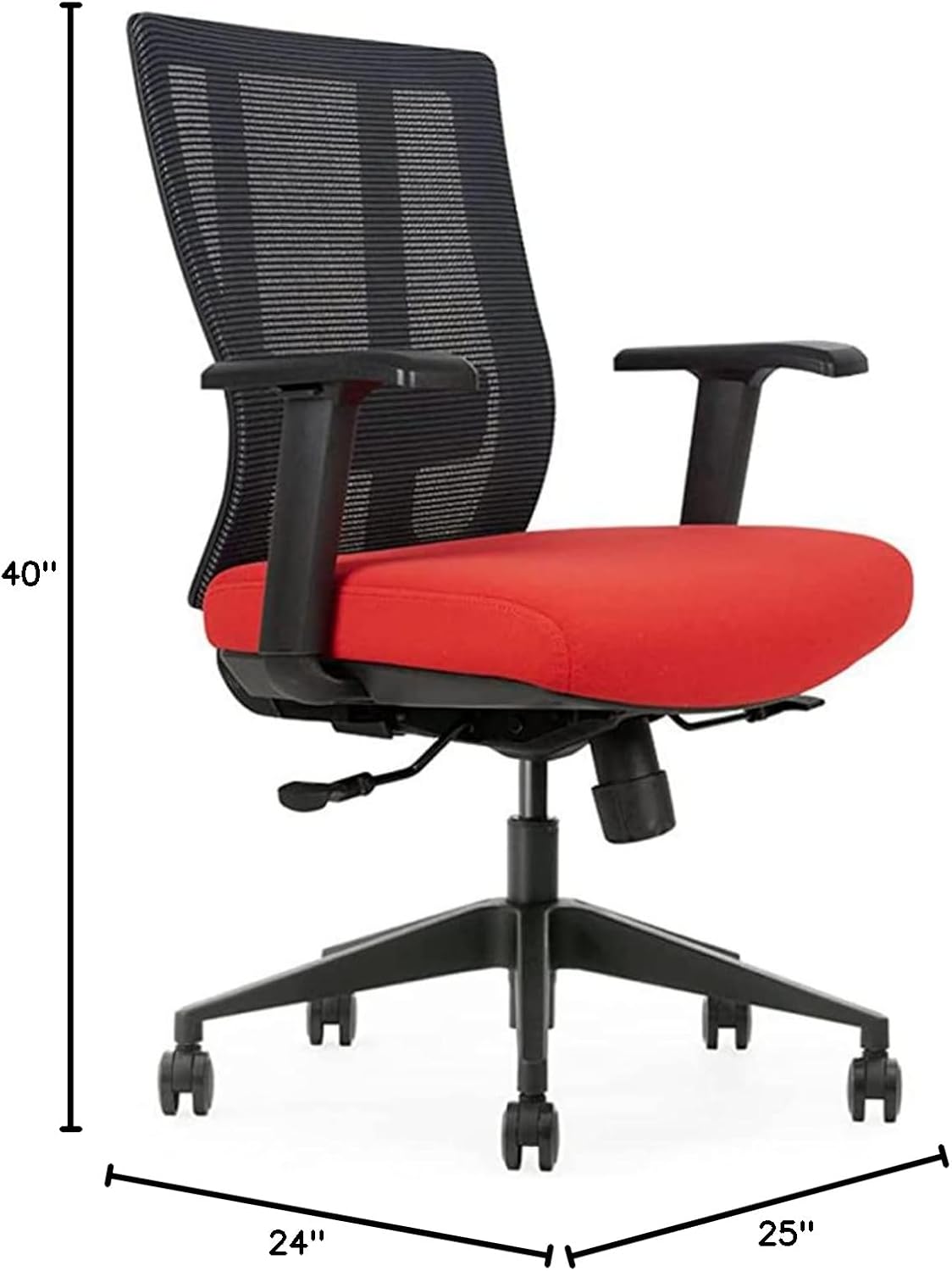 Bitchair Ergonomic Mesh Conference Room Chair - Adjustable Lumbar Support Computer Desk Chair Height Adjustable Arms - Seat Depth Adjustable Executive Office Chair - Black (Red) (Pack of 1)