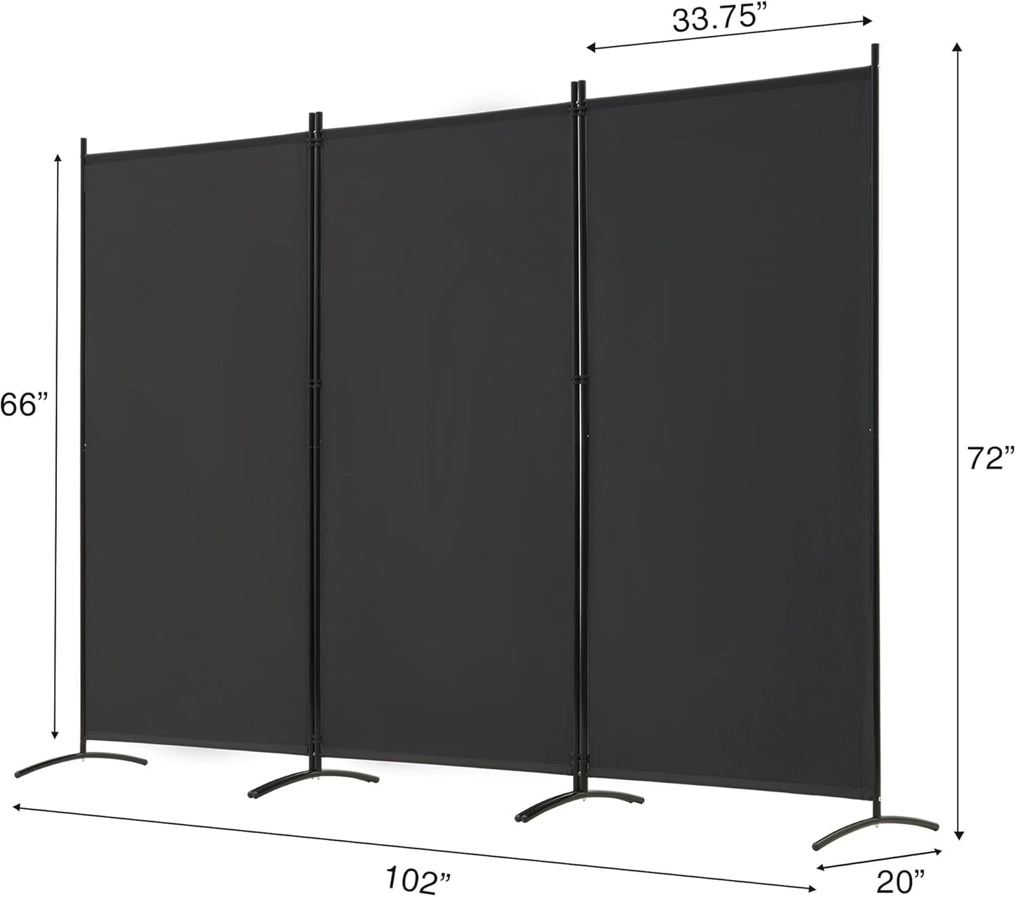 Spurgehom 3 Panel Room Divider Folding Partition Privacy Screens, Freestanding Fabric Room Panel Portable Room Partition Wall Dividers for Home Office Restaurant, 102" W X 71" H (Black)