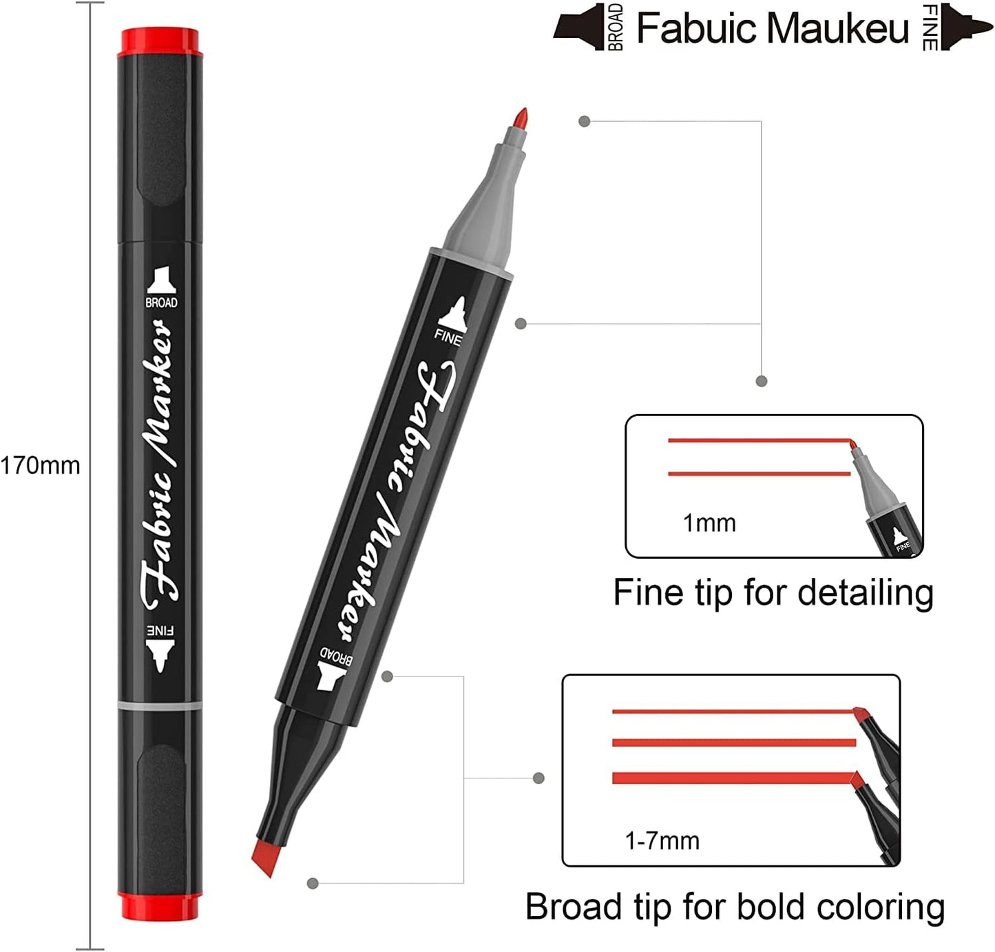 Shuttle Art Fabric Markers Pens, 40 Colors Dual Tip Fabric Markers Permanent No Bleed Pens for T-Shirts Sneakers, Non-Toxic & Child Safe Permanent Pens for Kids Adult Painting Writing