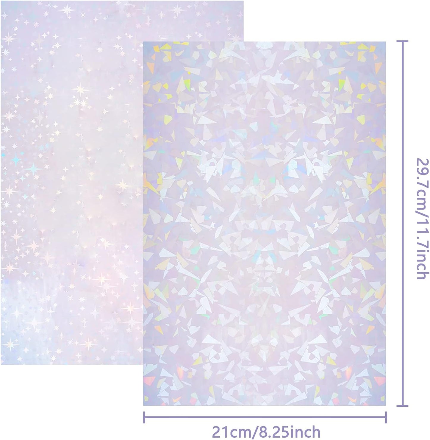 Bylion 2 Types Transparent Holographic Overlay Lamination Vinyl A4 Size Self-Adhesive Laminate Waterproof Vinyl Sticker Paper, 20 Sheets 8.25 x 11.7 Inches