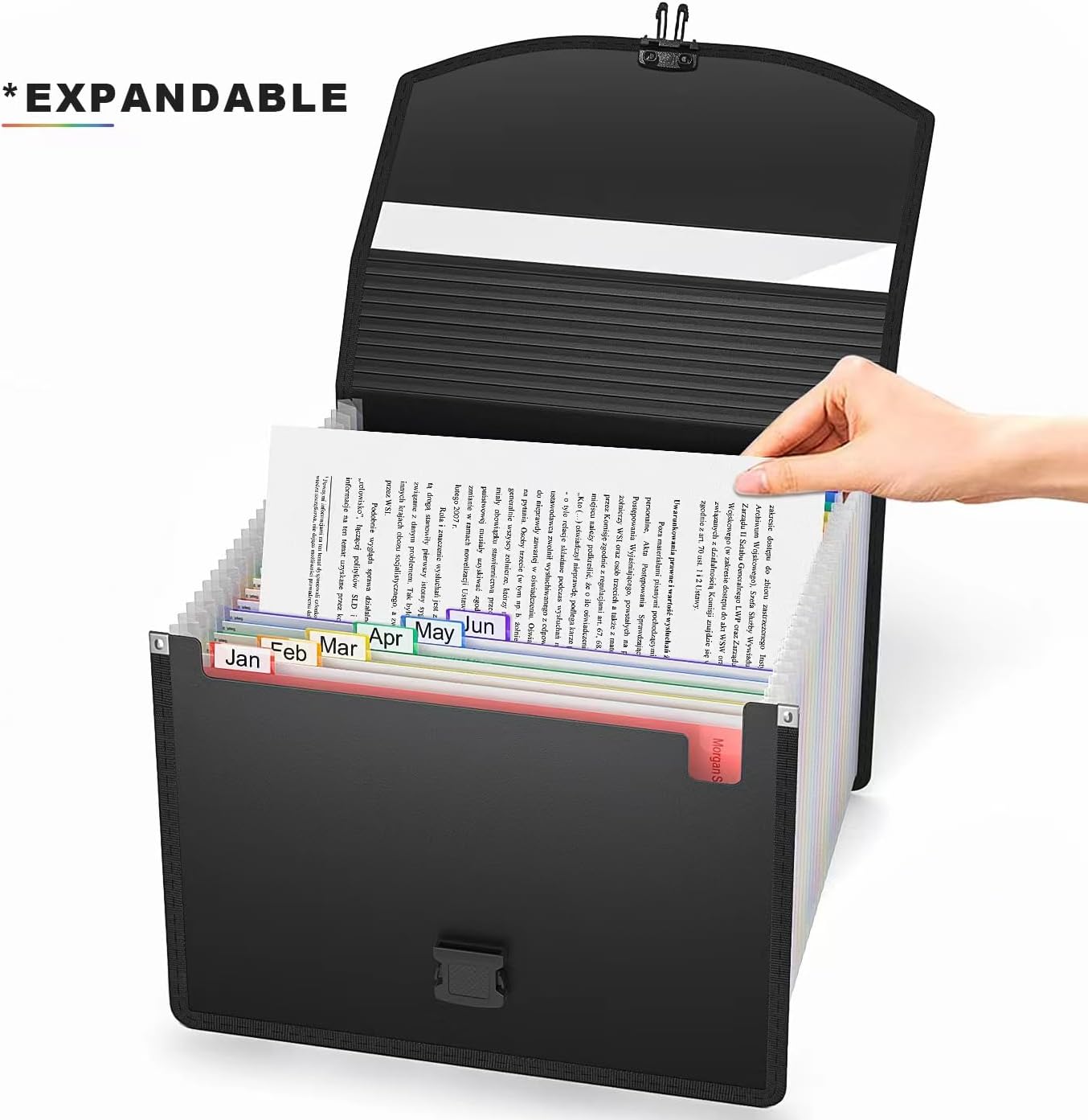 25 Pockets Expanding File Folder Accordion File Organizer with Handle,Fun Storage Portable Document Organizer File Box Filing Organizer for Home School Office Traveling, A4 and Letter Size