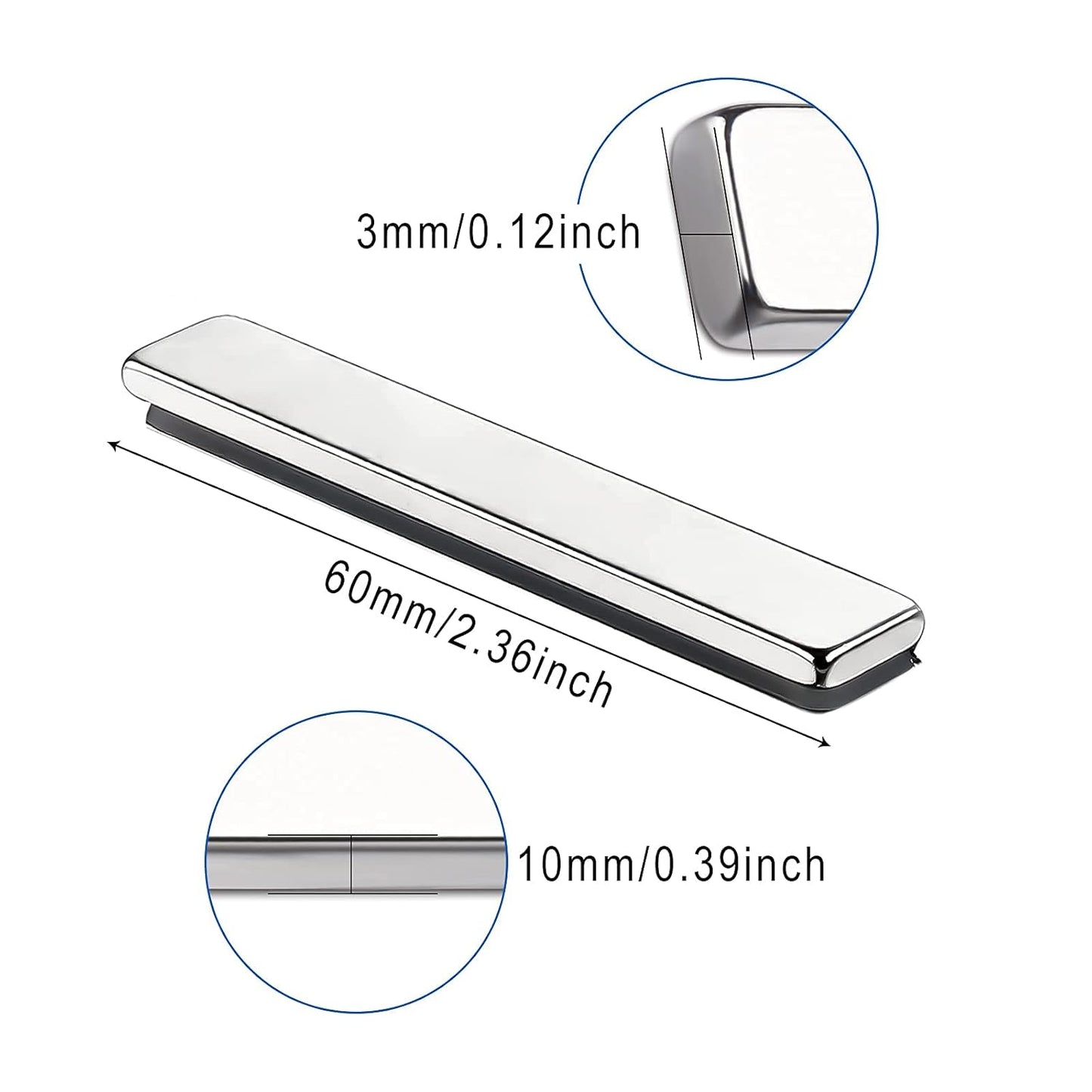 LOVIMAG Strong Neodymium Bar Magnets with Double-Sided Adhesive, Rare Earth Metal Neodymium Magnet for Fridge, Scientific, Shower Door, Office Etc, 60 x 10 x 3 mm, Pack of 16