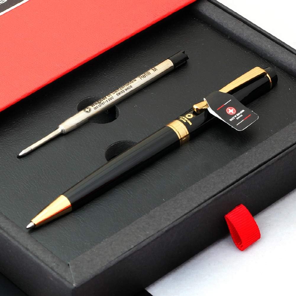 Free Engraving Swiss Expert Roller Ballpen, Ballpoint pen, Refillable Pens, Retractable Medium Refill Pen Black Ink, Personalized Gifts for Men and Women, Classy Gift Box