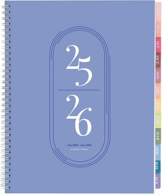 Rileys Academic Planner 2025-2026, Daily, Weekly & Monthly Planner, July 2025 - June 2026, Student Notes Pages, Twin-Wire Binding, Weekly Agenda for School & Work (8.5 x 11-Inches, Blue)