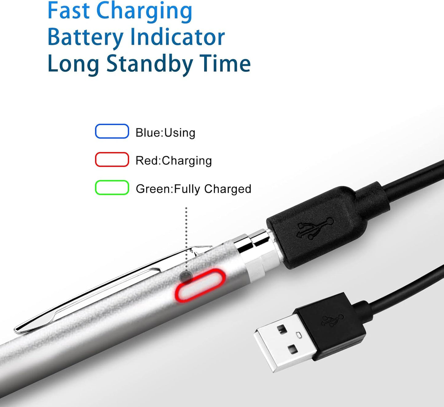 Active Stylus Digital Pen with Ultra Fine Tip Stylus for iPad iPhone Samsung Tablets, Compatible with Apple Pen,Stylus Pen for iPad Pro, Grey