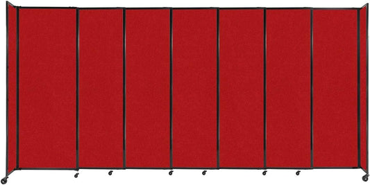 Versare Straightwall Sliding Portable Wall Partition | Freestanding Office Dividers | Locking Wheels | Temporary Room Separator | 15'6" Wide x 7'6" Tall Red Fabric Panels