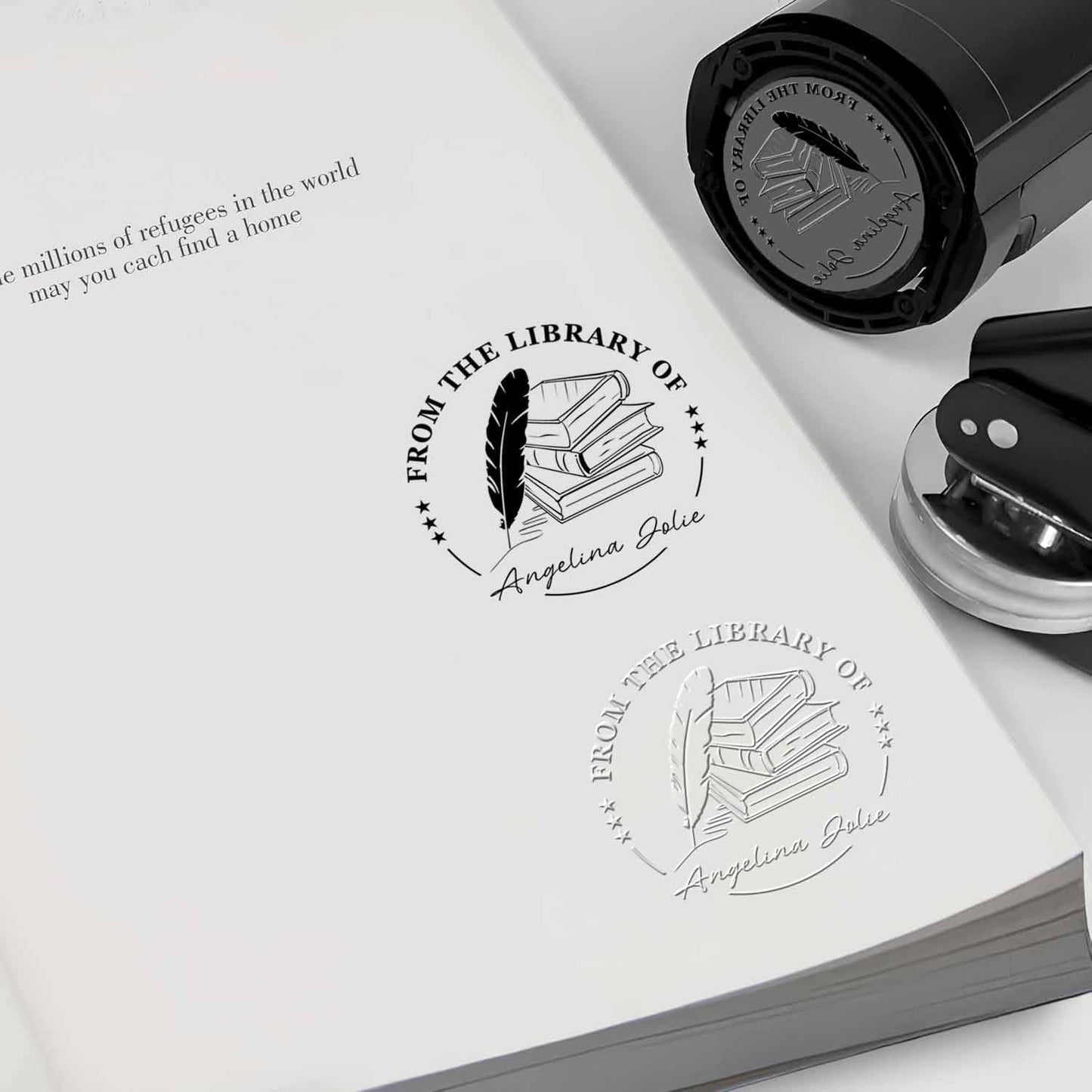 Book Embosser Personalized - Embosser Stamp Custom for Book, Cards, Paper, Napkins, Perfect for Book Lovers, Personal Library and Wedding, A Thoughtful Gift for Any Occasion - Books