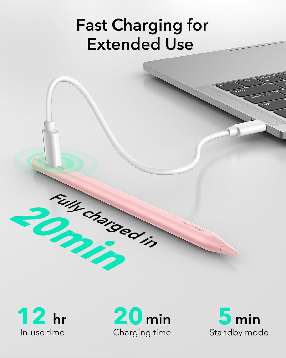 ESR Geo Digital iPad Pencil Findmy Compatible with Apple iPad 2018-2025,with Easy Shortcuts for Apple iPad A16/10/9/8 & Air 13/11 & Pro 12.9/13/11 & Mini 7/6/5,Pink(No Wireless Charging)