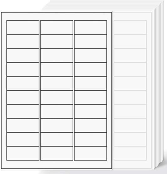 1" x2-5/8 Shipping Address Labels, Blank Mailing Labels, 30-UP White Self-Adhesive Name Tag Stickers for Inkjet and Laser Printer [100 Sheet 3000 Labels]