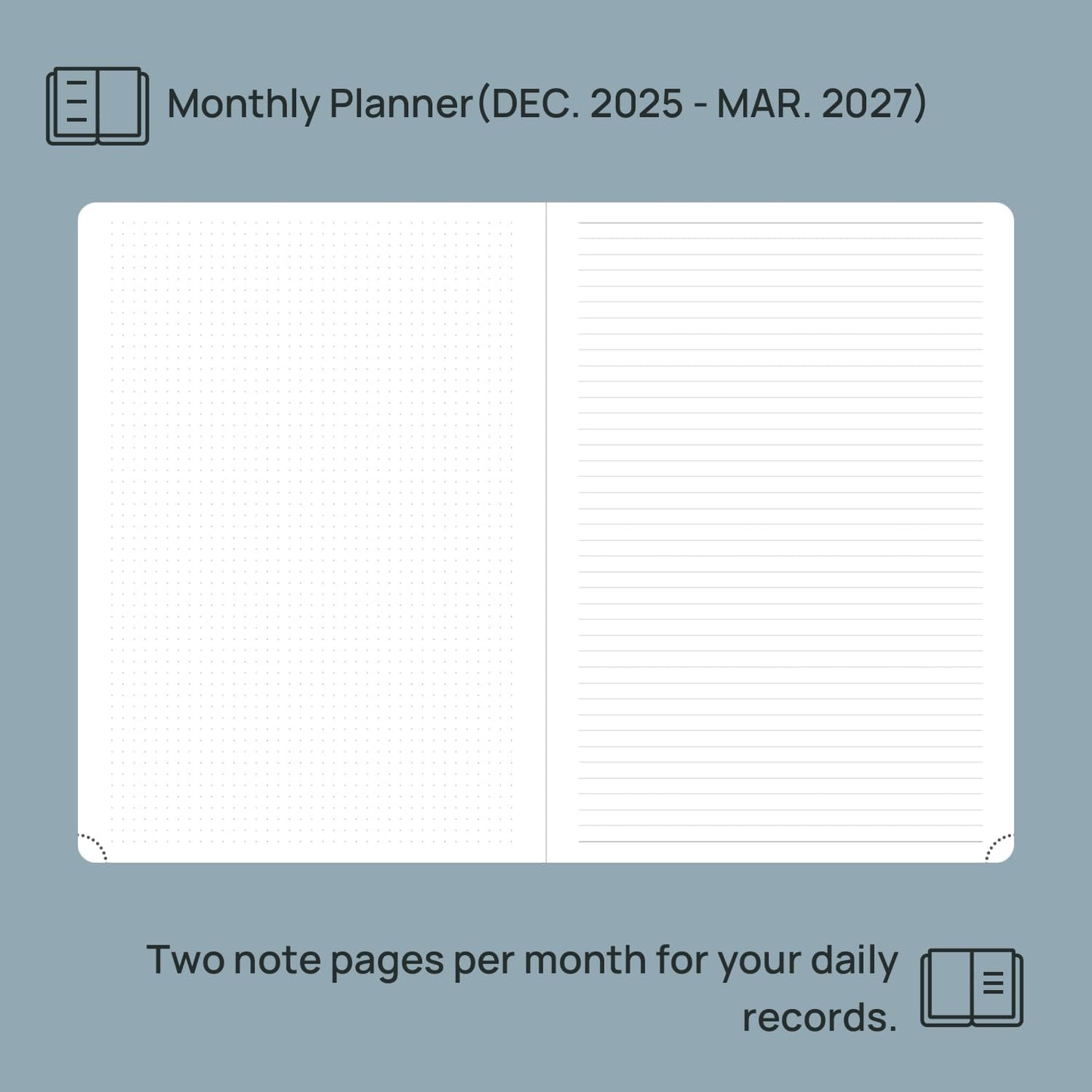 POPRUN Monthly Planner 2026-2027 (Large-8.25'' x 11.75''), 16 Months Calendaer (Dec 2025-Mar 2027) Appointment Book with Stair Tabs, Inner Pockets, Pen Holder, PU Leather Softcover - Dark Green