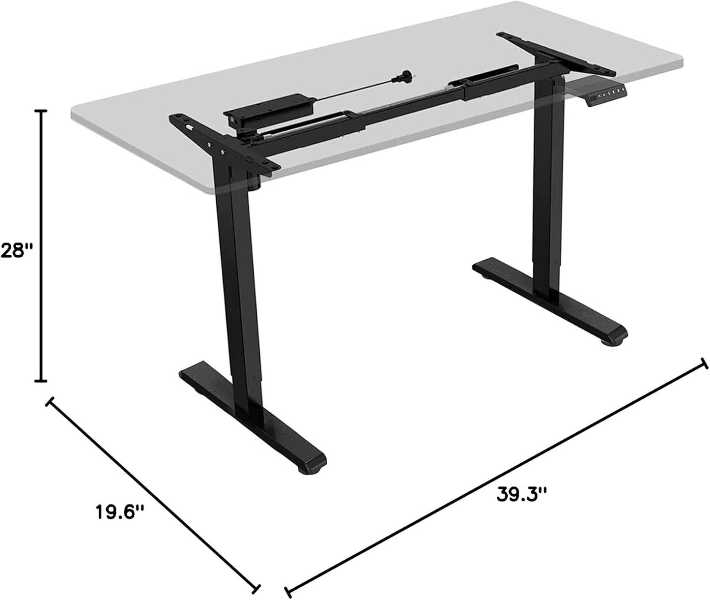 FLEXISPOT Standing Desk Frame with Clamp Power Strip and Cable Management Tray, Electric Sit Stand Desk Base with Memory Controller for Home and Office (Black Frame Only)