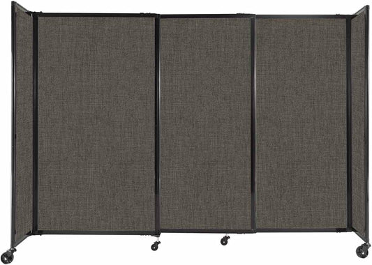 Versare Straightwall Sliding Portable Wall Partition | Freestanding Office Dividers | Locking Wheels | Temporary Room Separator | 7'2" Wide x 5' Tall Mocha Fabric Panels