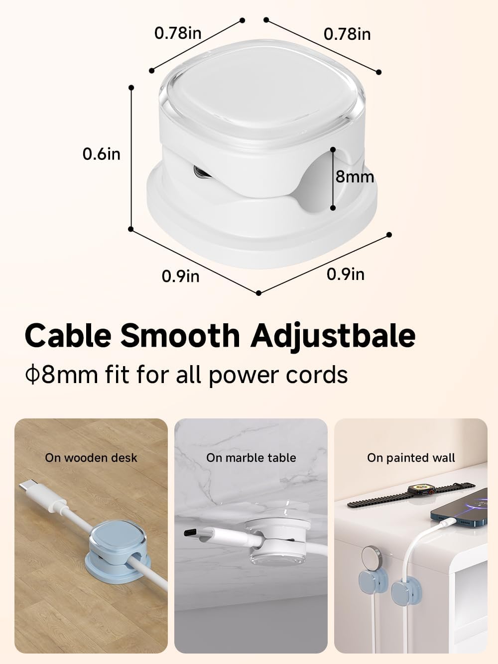 Magnetic Cable Clips, Adjustable Cord Holder Management, Adhesive Wire Keeper Organizer for Home Office Desk Phone PC Car Wall Desktop Nightstand Appliance (9-PCS White & Blue)