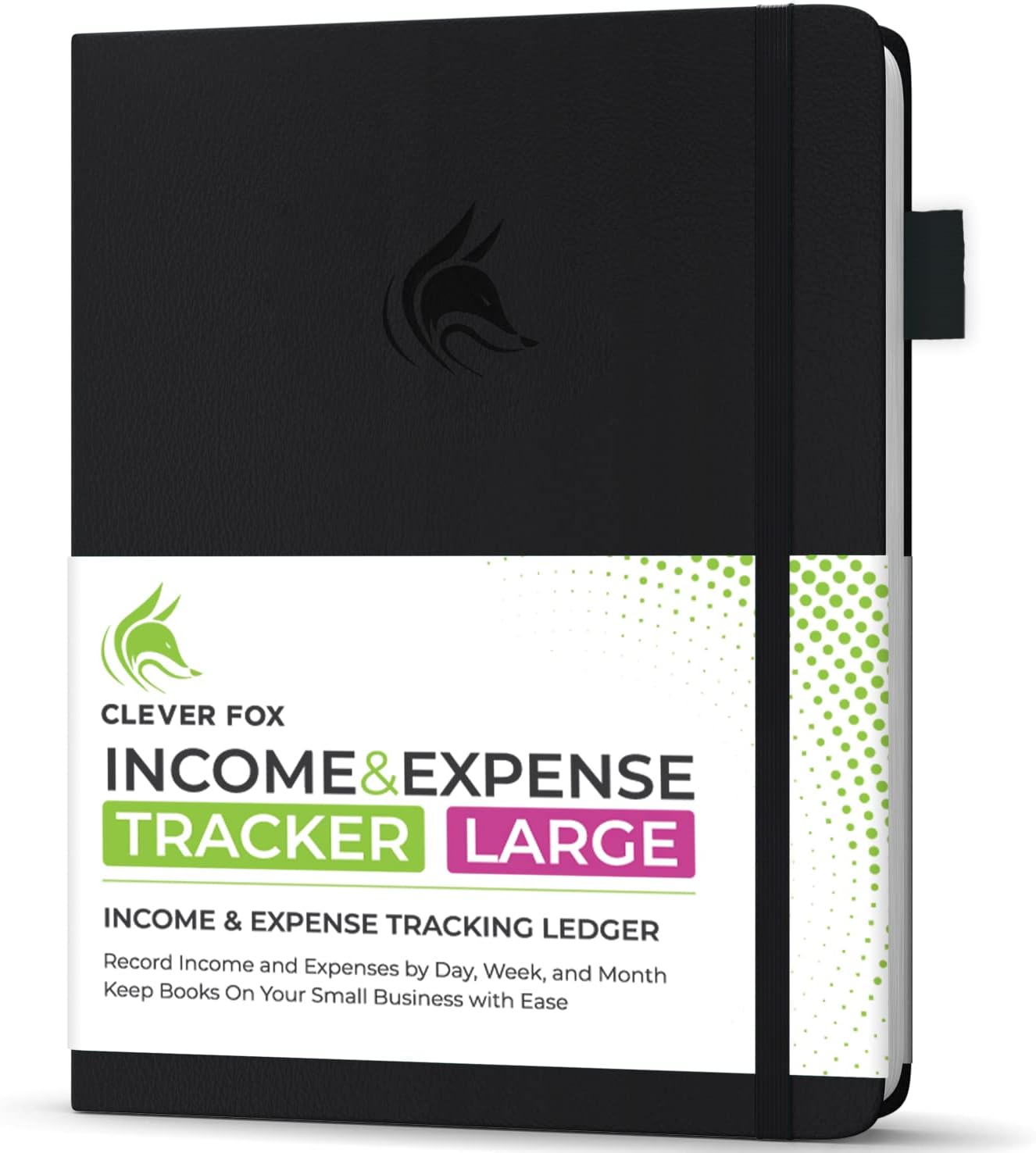 Clever Fox Income & Expense Tracker Large – Accounting & Bookkeeping Ledger Book for Small Business – 2-Year Record Notebook, A4 (Black)