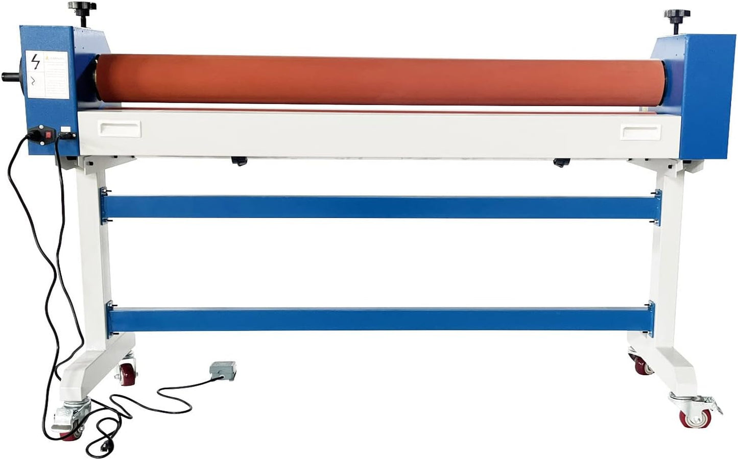 Electric Manual Cold Laminator, Movable 63IN/1600MM Wide Format Large Roll Laminating Machine Rubber Roller with Frame for Office Film Photo Vinyl Poster Laminating