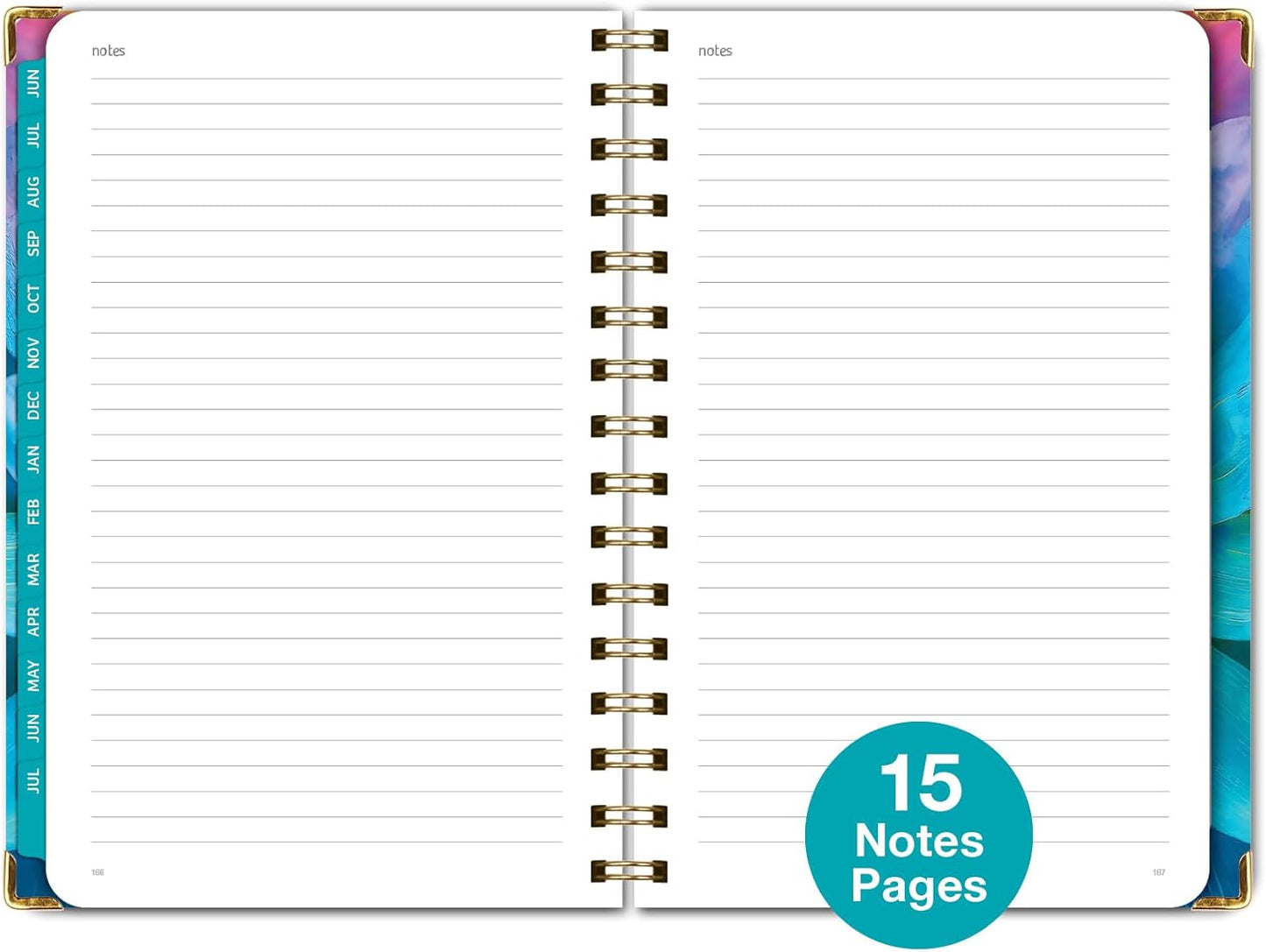 HARDCOVER Academic Year 2025-2026 Planner: (June 2025 Through July 2026) 5.5"x8" Daily Weekly Monthly Planner Yearly Agenda. Bookmark, Pocket Folder and Sticky Note Set (Rainbow Petals)