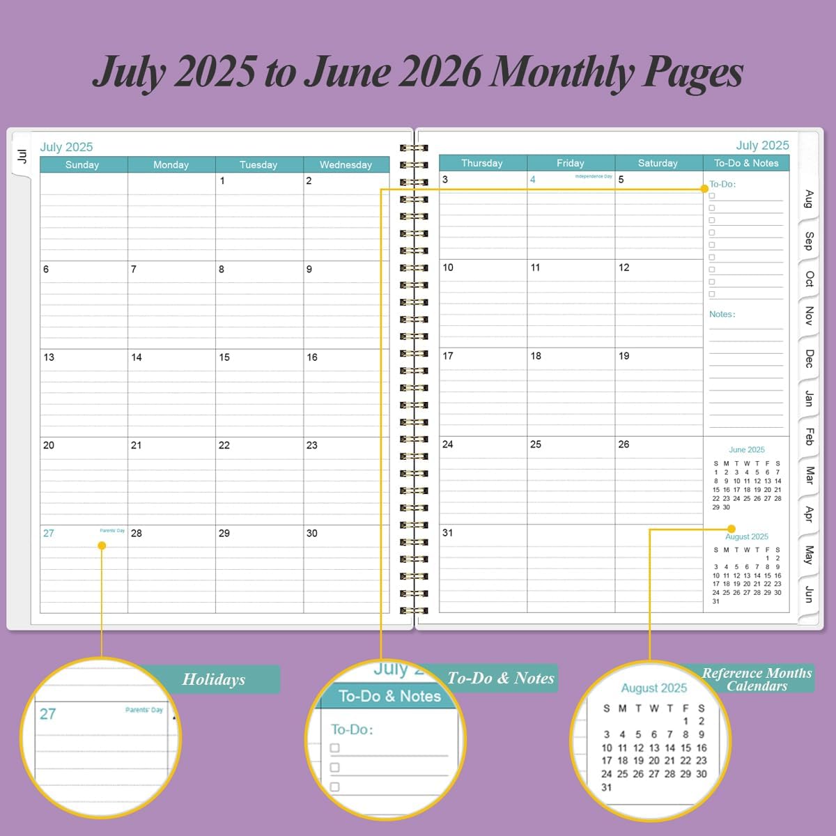 2025-2026 Appointment Book & Planner - 8.5" x 11" Daily Hourly Planner 2025-2026 from July 2025 - June 2026, Weekly Appointment Book with 30-Minute Interval, Purple