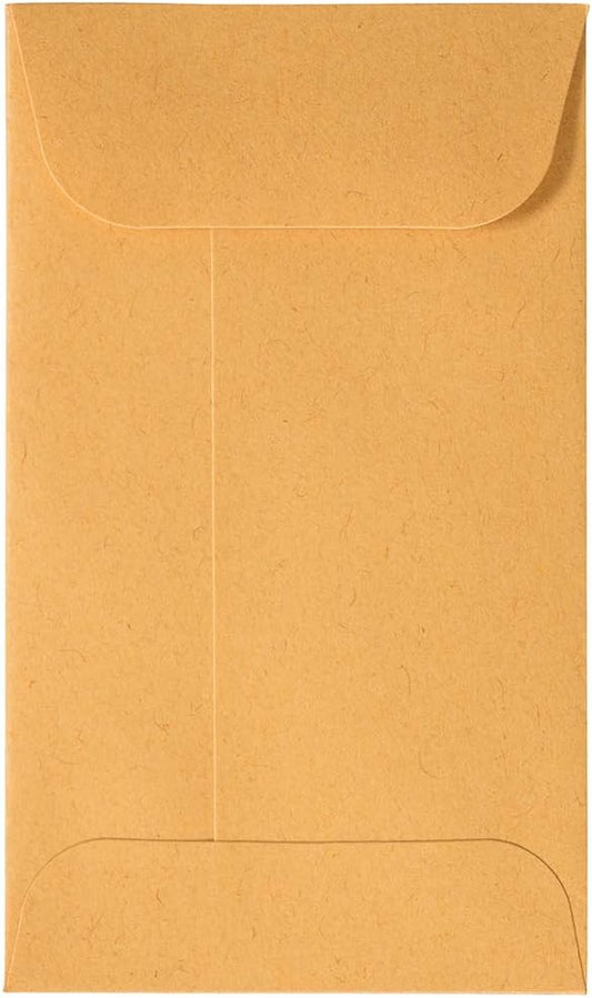 JAM PAPER #3 Coin Business Commercial Envelopes with Peel and Seal Closure - 2 1/2 x 4 1/4 - Brown Kraft Manila - 100/Pack