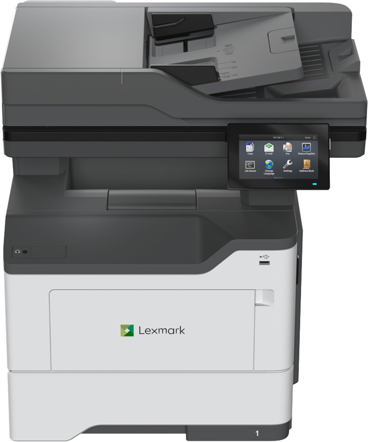 LEXMARK MX532adwe Monochrome Laser Printer, Integrated Duplex, Energy Star, 4.3-inch Color Touch Screen, Print Speed: Up to 46 ppm, Recommended Monthly Page Volume: 2,000-15,000 Pages(38S0820)