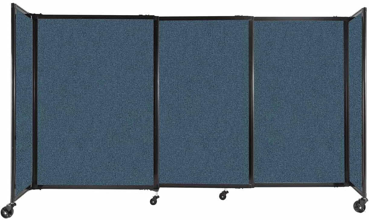 Versare Straightwall Sliding Portable Wall Partition | Freestanding Office Dividers | Locking Wheels | Temporary Room Separator | 7'2" Wide x 4' Tall Caribbean Fabric Panels