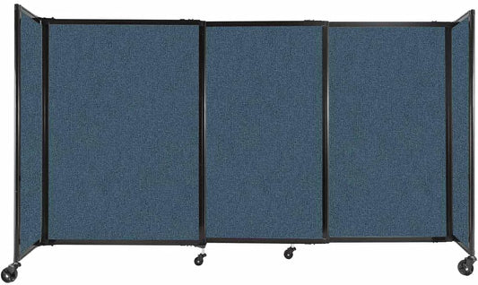 Versare Straightwall Sliding Portable Wall Partition | Freestanding Office Dividers | Locking Wheels | Temporary Room Separator | 7'2" Wide x 4' Tall Caribbean Fabric Panels